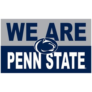 gray and navy flag We Are above Penn State with Athletic Logo in center